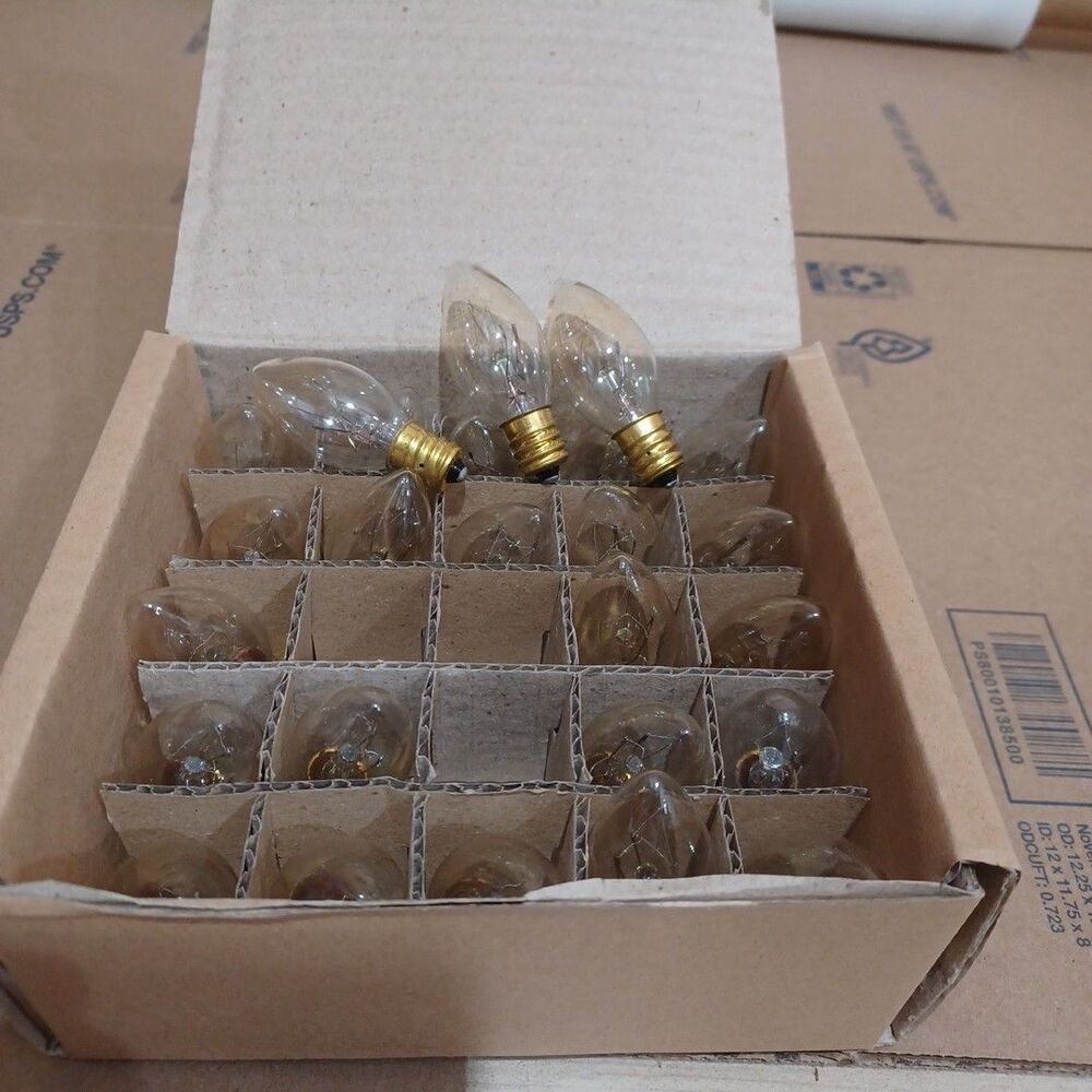 C7 5W Clear Twinkle Light Box 25 Replacement Bulbs Transparent 130v NOS Outdoor